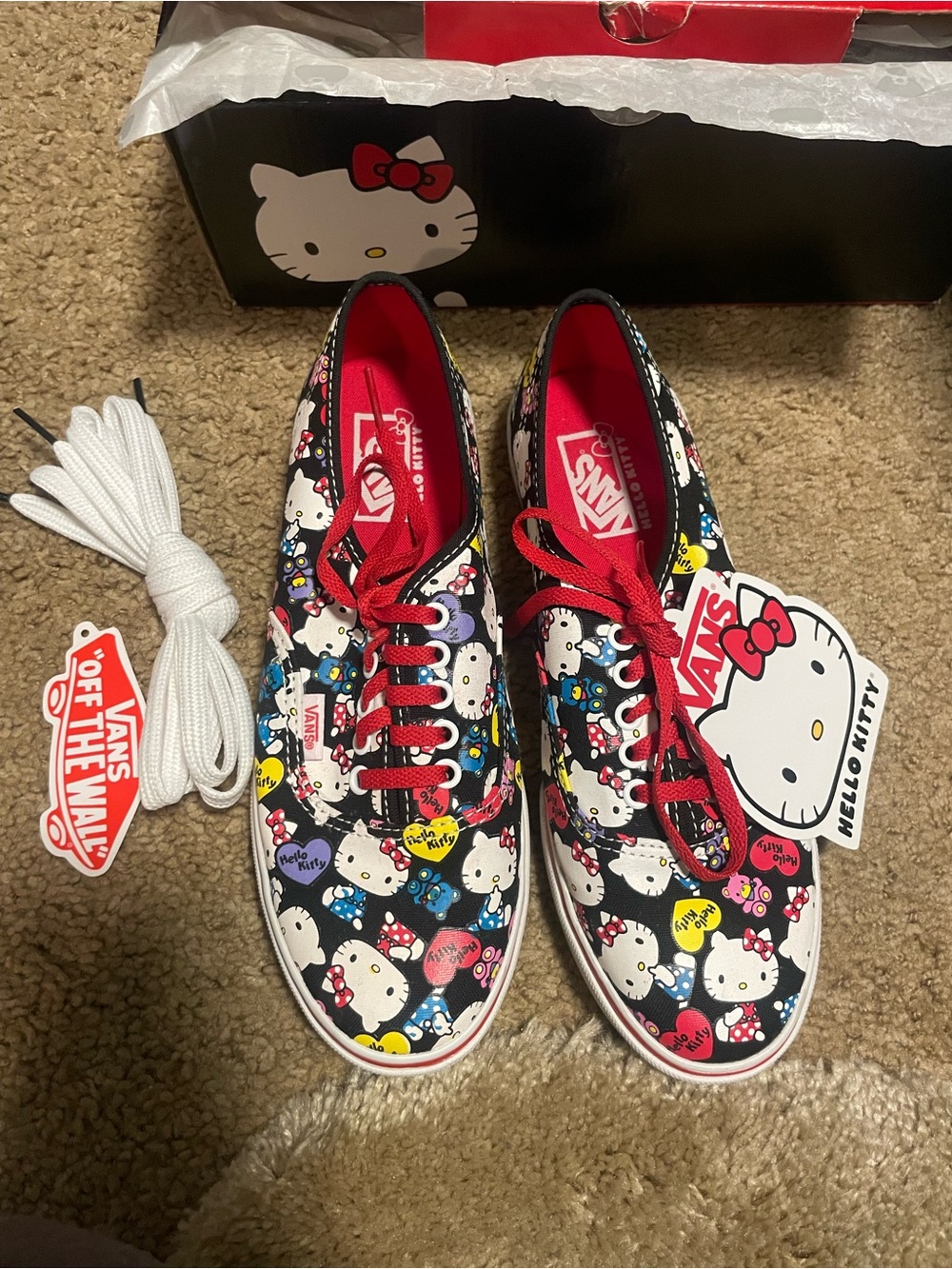 Vans Hello Kitty Black Canvas Sneakers with Red Details - Picture 1 of 8
